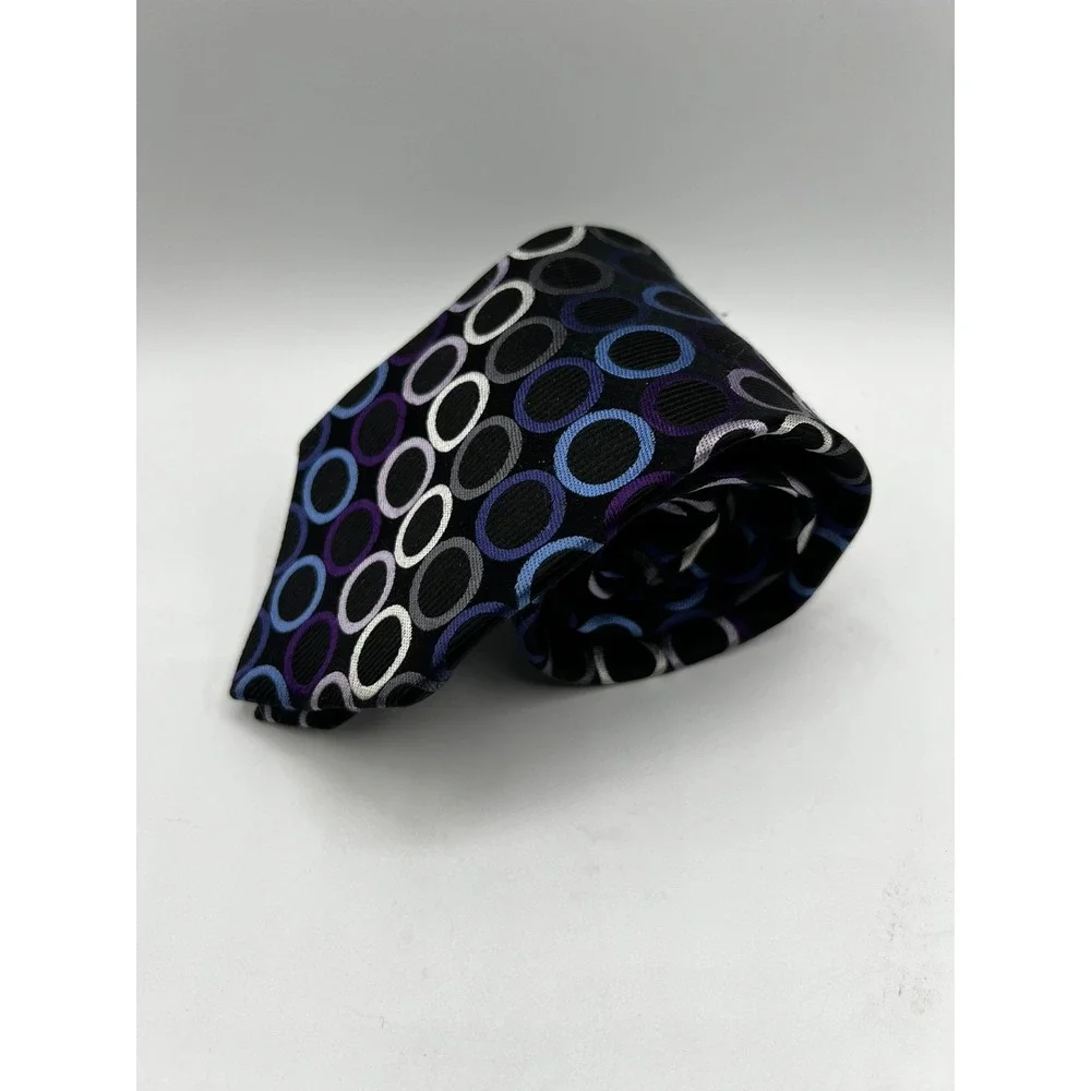 Joseph Abboud Men Necktie Tie Multicolor Geometric Circle 100% Silk W:3.5